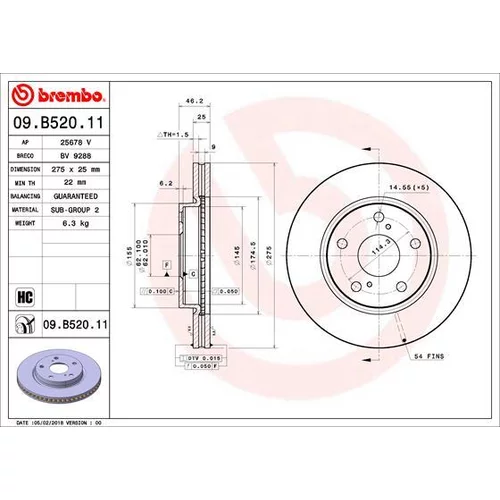 Brzdový kotúč BREMBO 09.B520.11