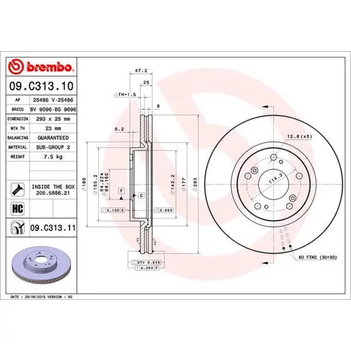 Brzdový kotúč BREMBO 09.C313.11