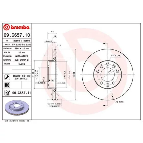 Brzdový kotúč BREMBO 09.C657.11