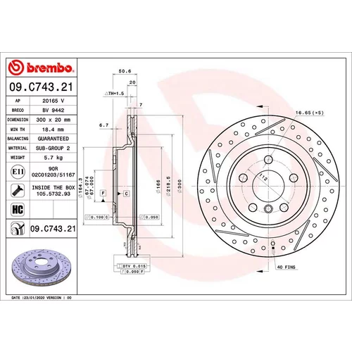 Brzdový kotúč BREMBO 09.C743.21