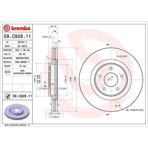 Brzdový kotúč BREMBO 09.C928.11