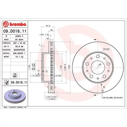 Brzdový kotúč BREMBO 09.D018.11