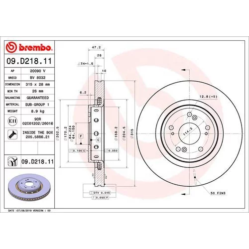 Brzdový kotúč BREMBO 09.D218.11