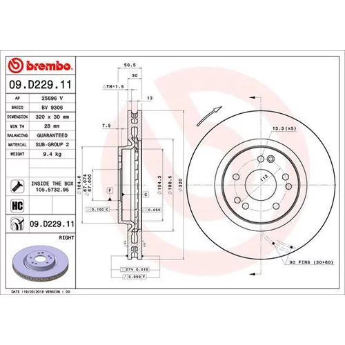 Brzdový kotúč BREMBO 09.D229.11