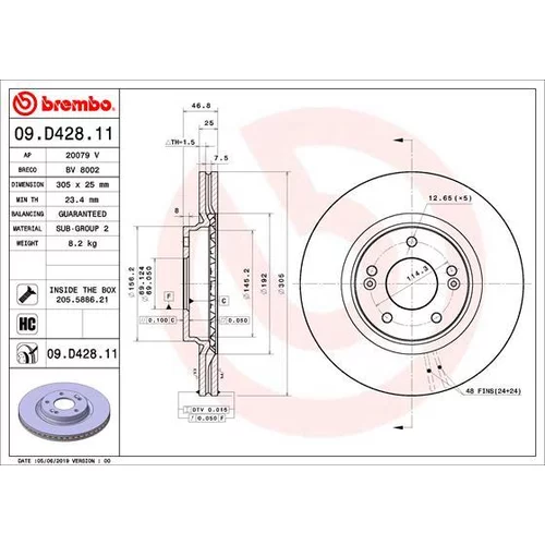 Brzdový kotúč BREMBO 09.D428.11