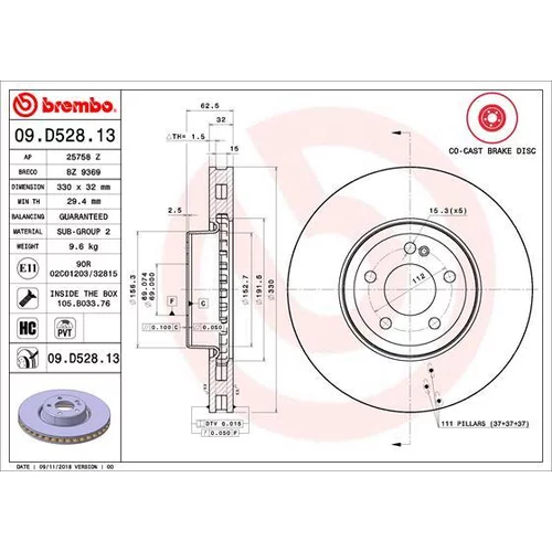 Brzdový kotúč BREMBO 09.D528.13