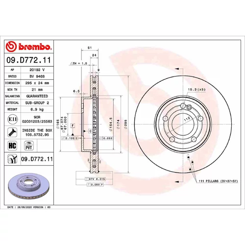 Brzdový kotúč BREMBO 09.D772.11