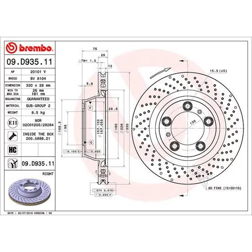 Brzdový kotúč BREMBO 09.D935.11