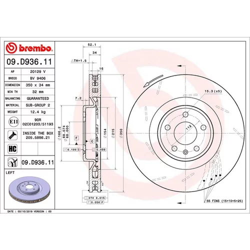 Brzdový kotúč BREMBO 09.D936.11