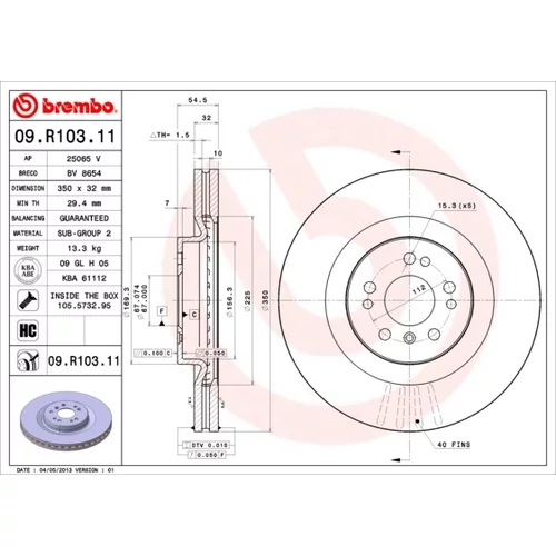 Brzdový kotúč BREMBO 09.R103.11