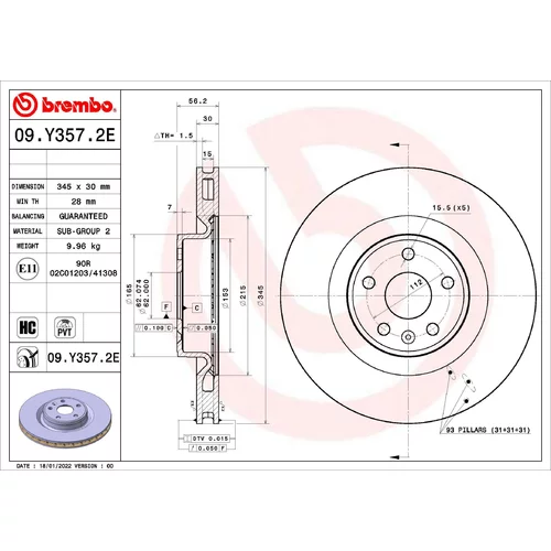 Sada bŕzd, Kotúčová brzda BREMBO KT 08 005