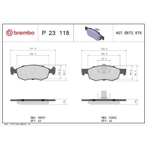 Sada brzdových platničiek kotúčovej brzdy P 23 118 /BREMBO/