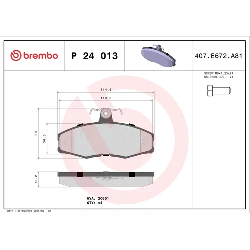 Sada brzdových platničiek kotúčovej brzdy BREMBO P 24 013