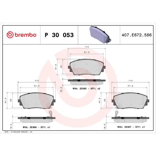 Sada brzdových platničiek kotúčovej brzdy BREMBO P 30 053