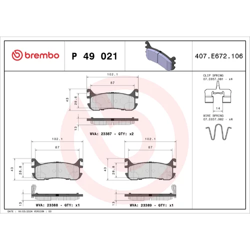 Sada brzdových platničiek kotúčovej brzdy BREMBO P 49 021