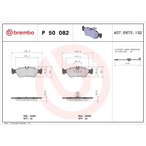 Sada brzdových platničiek kotúčovej brzdy BREMBO P 50 082