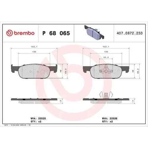 Sada brzdových platničiek kotúčovej brzdy BREMBO P 68 065