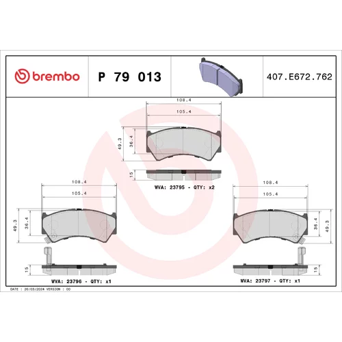 Sada brzdových platničiek kotúčovej brzdy BREMBO P 79 013