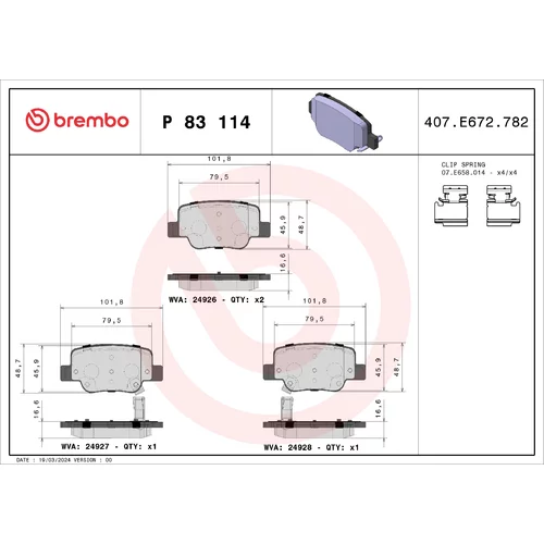 Sada brzdových platničiek kotúčovej brzdy BREMBO P 83 114