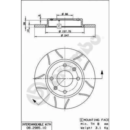 Brzdový kotúč BREMBO 08.2985.75