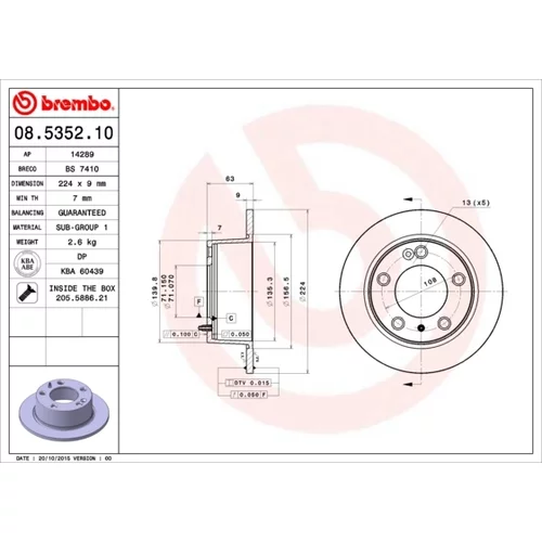 Brzdový kotúč BREMBO 08.5352.10