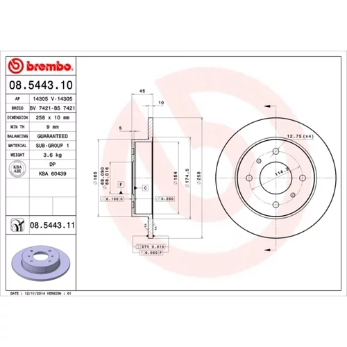 Brzdový kotúč BREMBO 08.5443.11