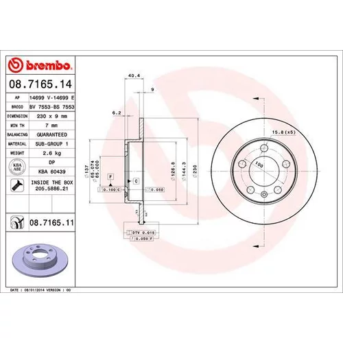 Brzdový kotúč BREMBO 08.7165.11