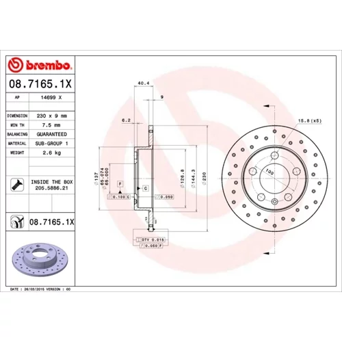 Brzdový kotúč BREMBO 08.7165.1X