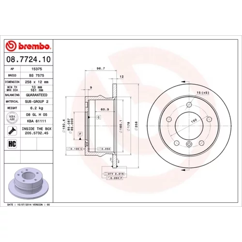 Brzdový kotúč BREMBO 08.7724.10