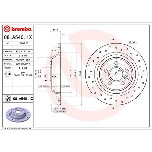 Brzdový kotúč 08.A540.1X /BREMBO/