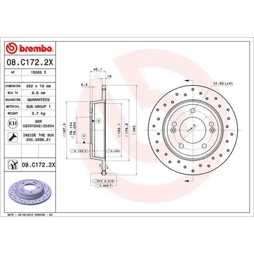 Brzdový kotúč BREMBO 08.C172.2X