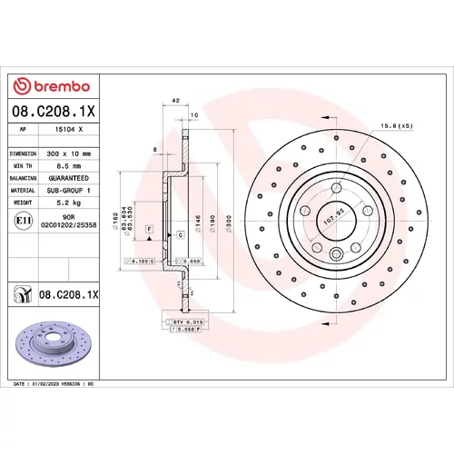 Brzdový kotúč BREMBO 08.C208.1X