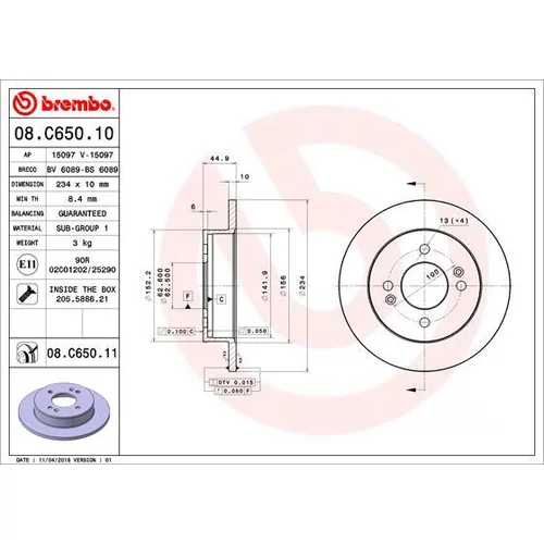 Brzdový kotúč BREMBO 08.C650.11