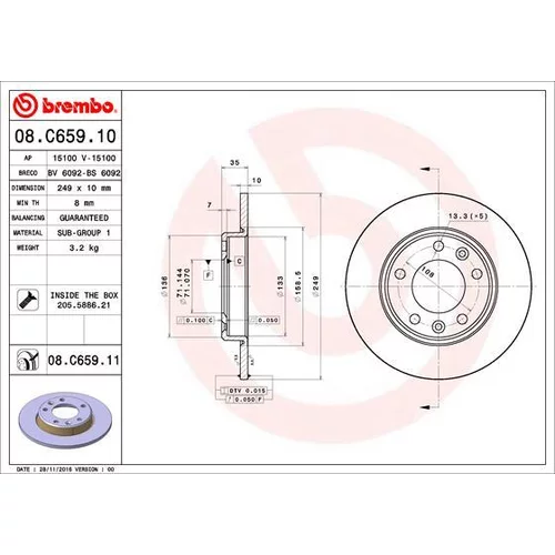 Brzdový kotúč BREMBO 08.C659.11