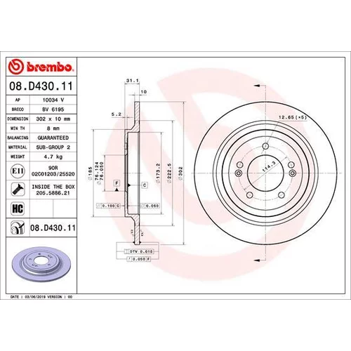 Brzdový kotúč BREMBO 08.D430.11