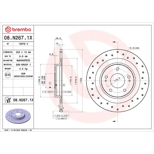 Brzdový kotúč BREMBO 08.N267.1X