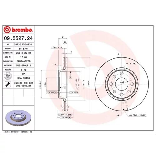 Brzdový kotúč BREMBO 09.5527.24