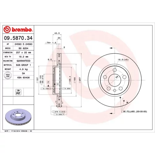 Brzdový kotúč BREMBO 09.5870.34