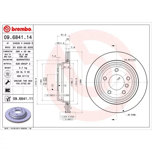 Brzdový kotúč BREMBO 09.6841.11