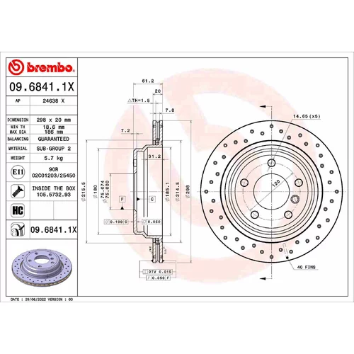 Brzdový kotúč BREMBO 09.6841.1X