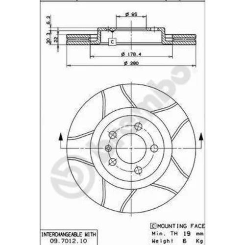 Brzdový kotúč 09.7012.75 /BREMBO/