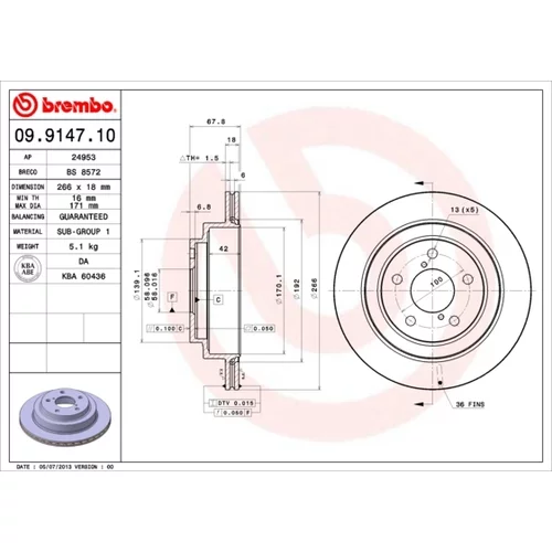 Brzdový kotúč BREMBO 09.9147.10