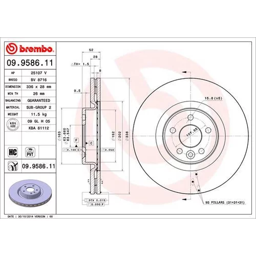 Brzdový kotúč 09.9586.11 /BREMBO/