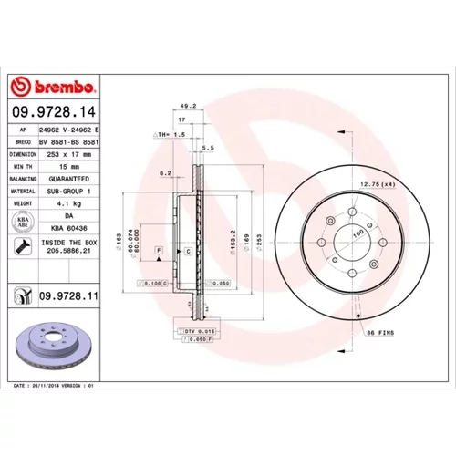 Brzdový kotúč BREMBO 09.9728.11