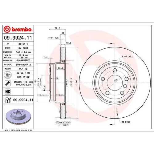 Brzdový kotúč BREMBO 09.9924.11