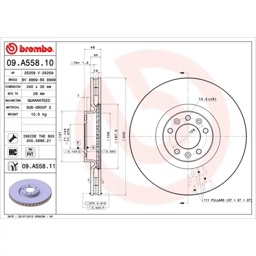 Brzdový kotúč BREMBO 09.A558.10