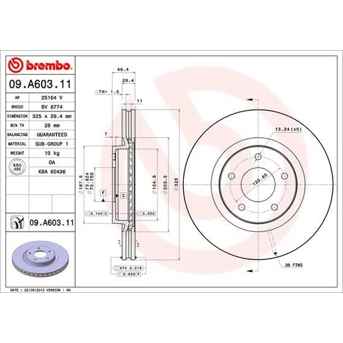 Brzdový kotúč BREMBO 09.A603.11