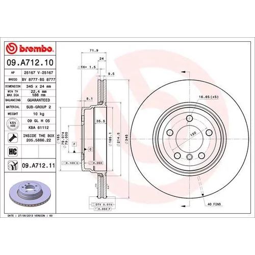 Brzdový kotúč BREMBO 09.A712.11