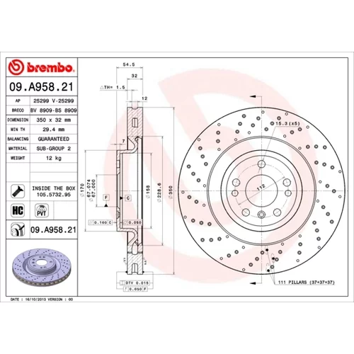 Brzdový kotúč BREMBO 09.A958.21