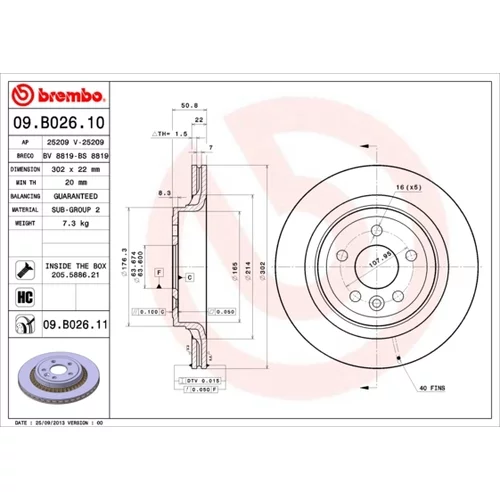 Brzdový kotúč BREMBO 09.B026.11